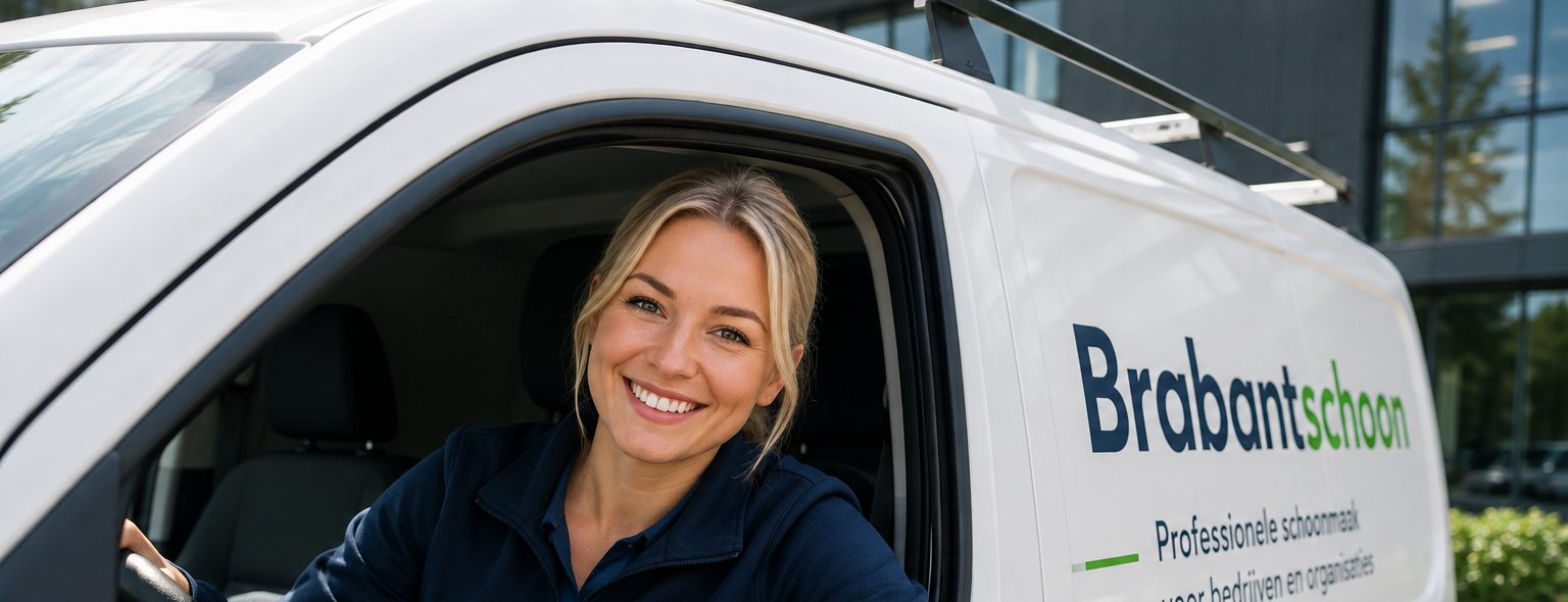 Medewerker van Brabantschoon bij de bedrijfswagen
